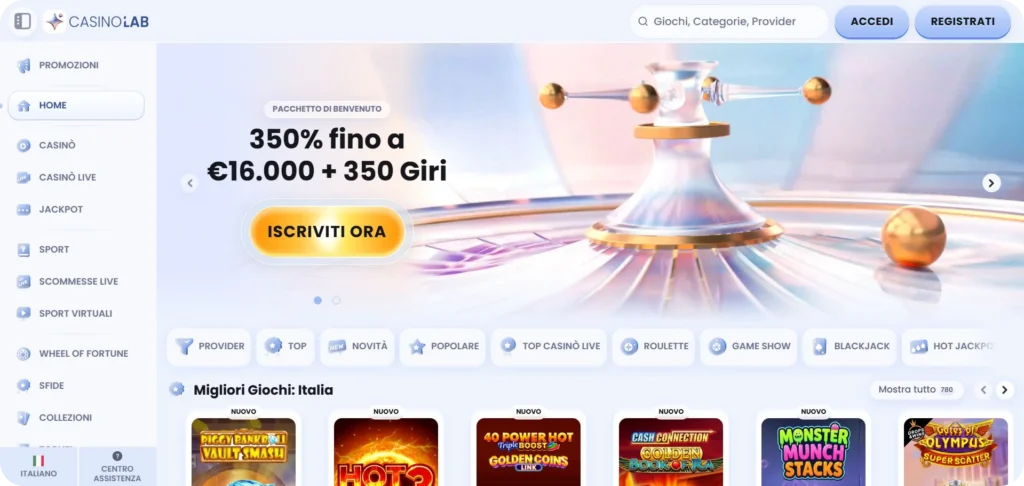 Home page di CasinoLab