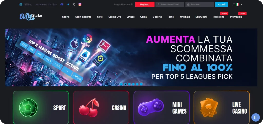 Home page di MyStake