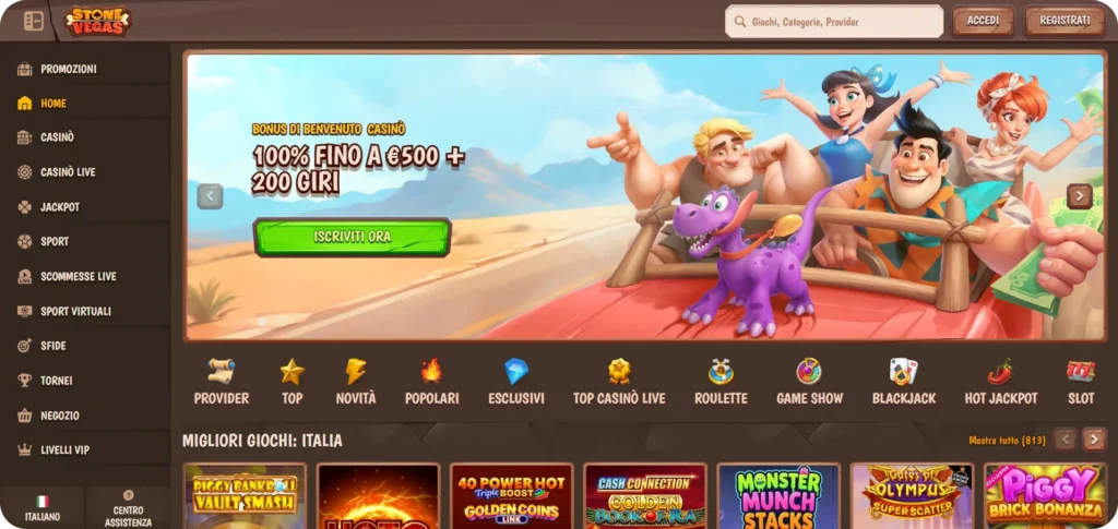 Pagina iniziale di Stone Vegas