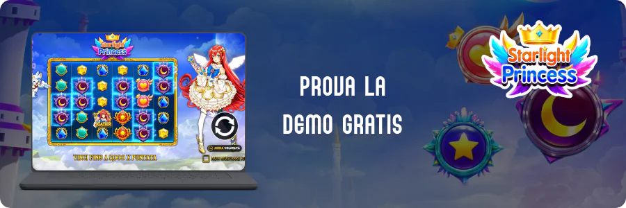 Schermata della demo gratuita di Starlight Princess con i crediti virtuali