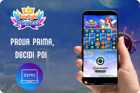 Schermata della demo di Starlight Princess con il saldo in crediti virtuali