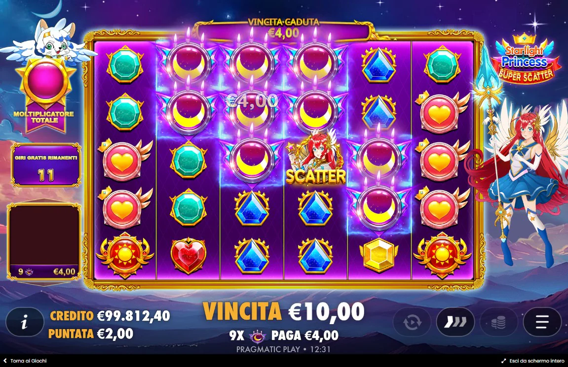 Giri gratis di Starlight Princess Super Scatter